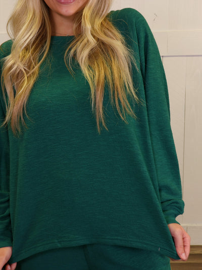 Zenana Long Sleeve Lounge Set Hunter Green