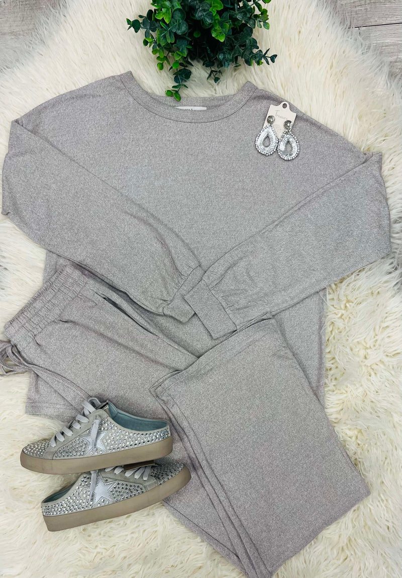 Zenana Melange Super Soft Lounge Set Ash Mocha