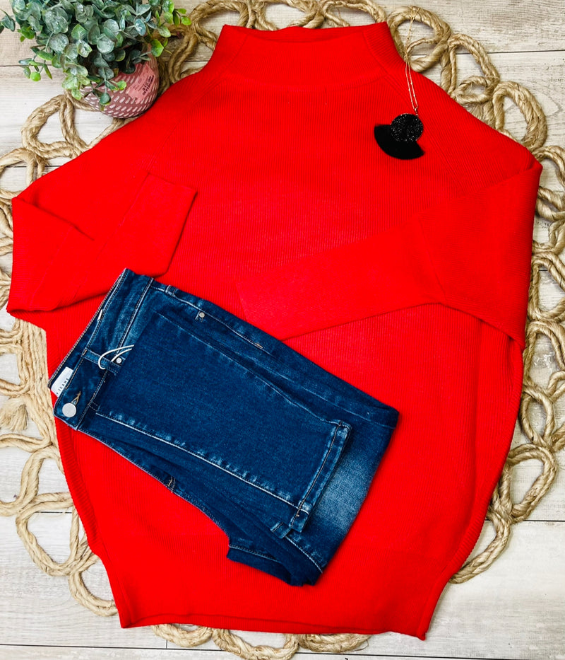 Zenana Red Turtle Neck Sweater