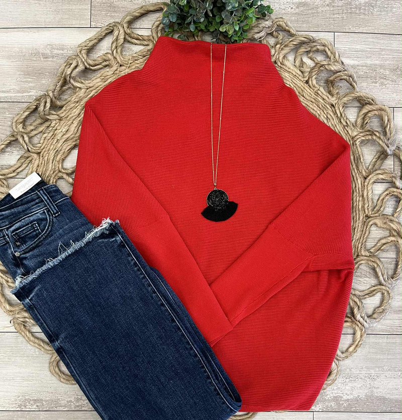 Zenana Red Turtle Neck Sweater