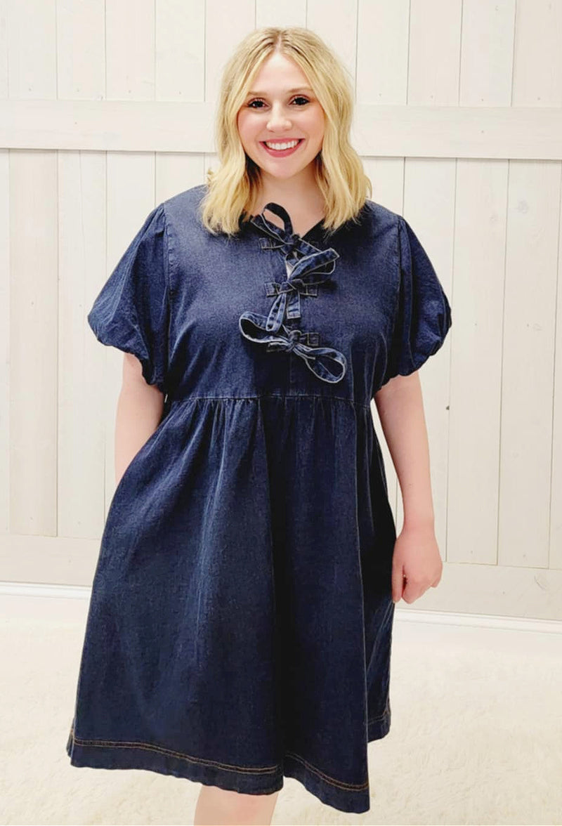 Dark Denim Plus Size Dress - Mini Mee Boutique