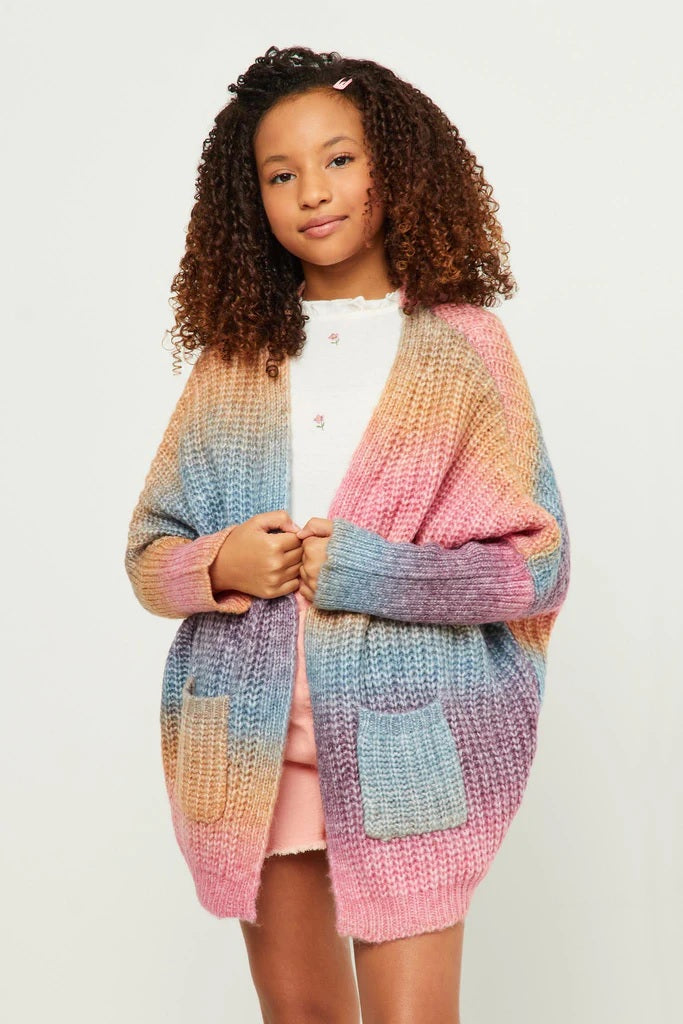 Girls Multicolor Cardigan with Pockets - Mini Mee Boutique