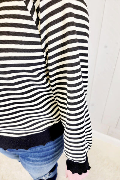 Black Striped "Too Good to Be True" Women's Sweater - Mini Mee Boutique