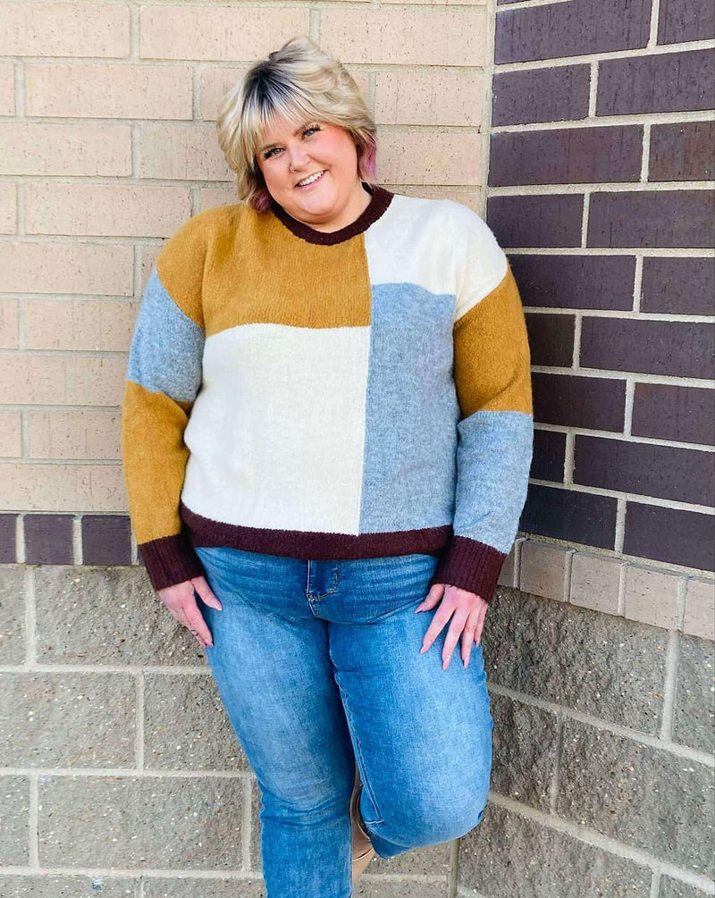 Curvy ColorBlock Sweater - Mini Mee Boutique