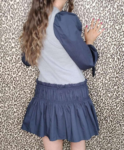 Navy/Gray Ruffle Dress