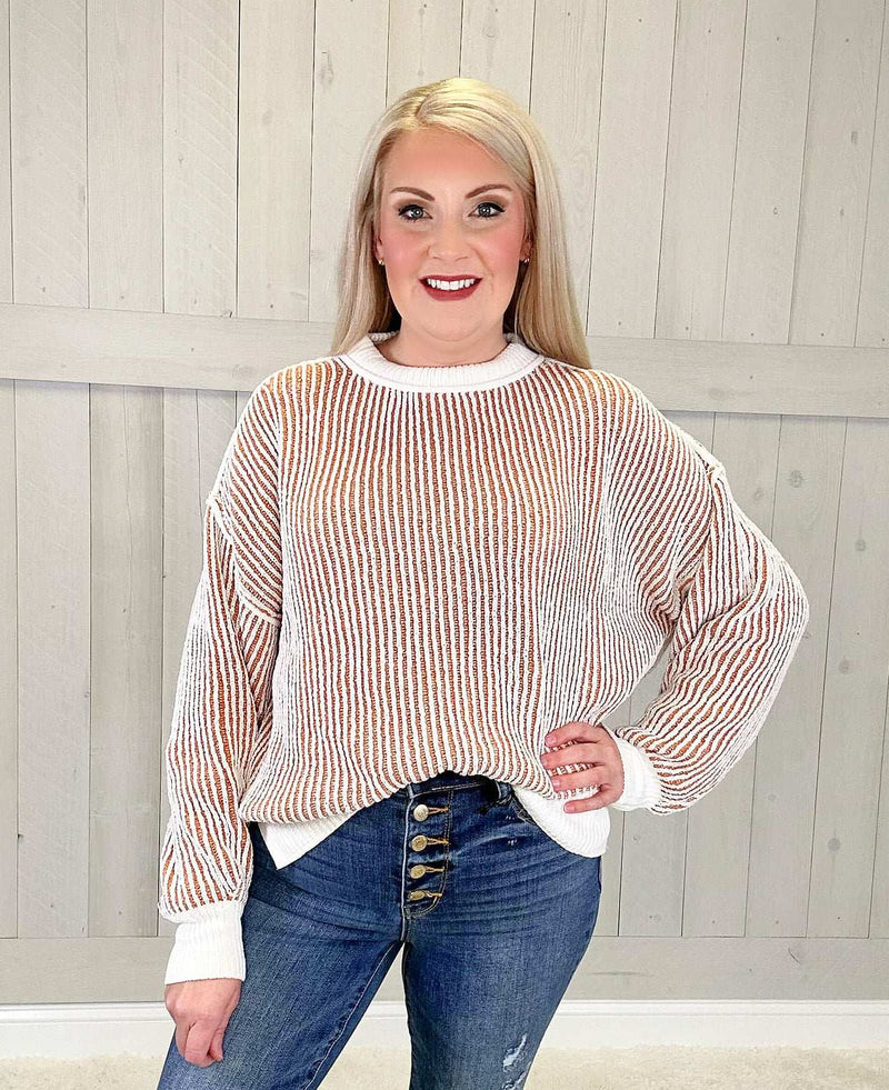 Tan Striped Knit Sweater - Mini Mee Boutique