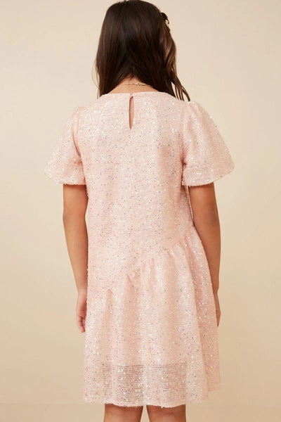 Girls Light Pink Sequence Dress