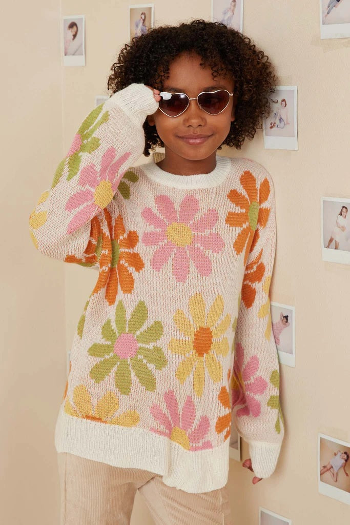 Girls Floral Sweater - Mini Mee Boutique