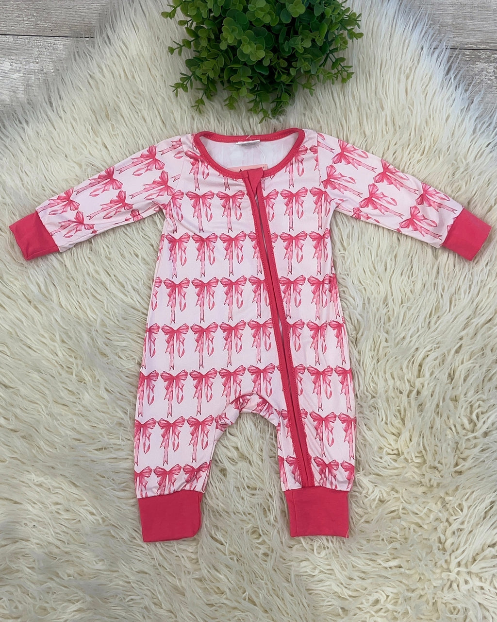 Fancy Pink Bow Sleeper - Girls Sleeper - by Mini Mee - True to Size