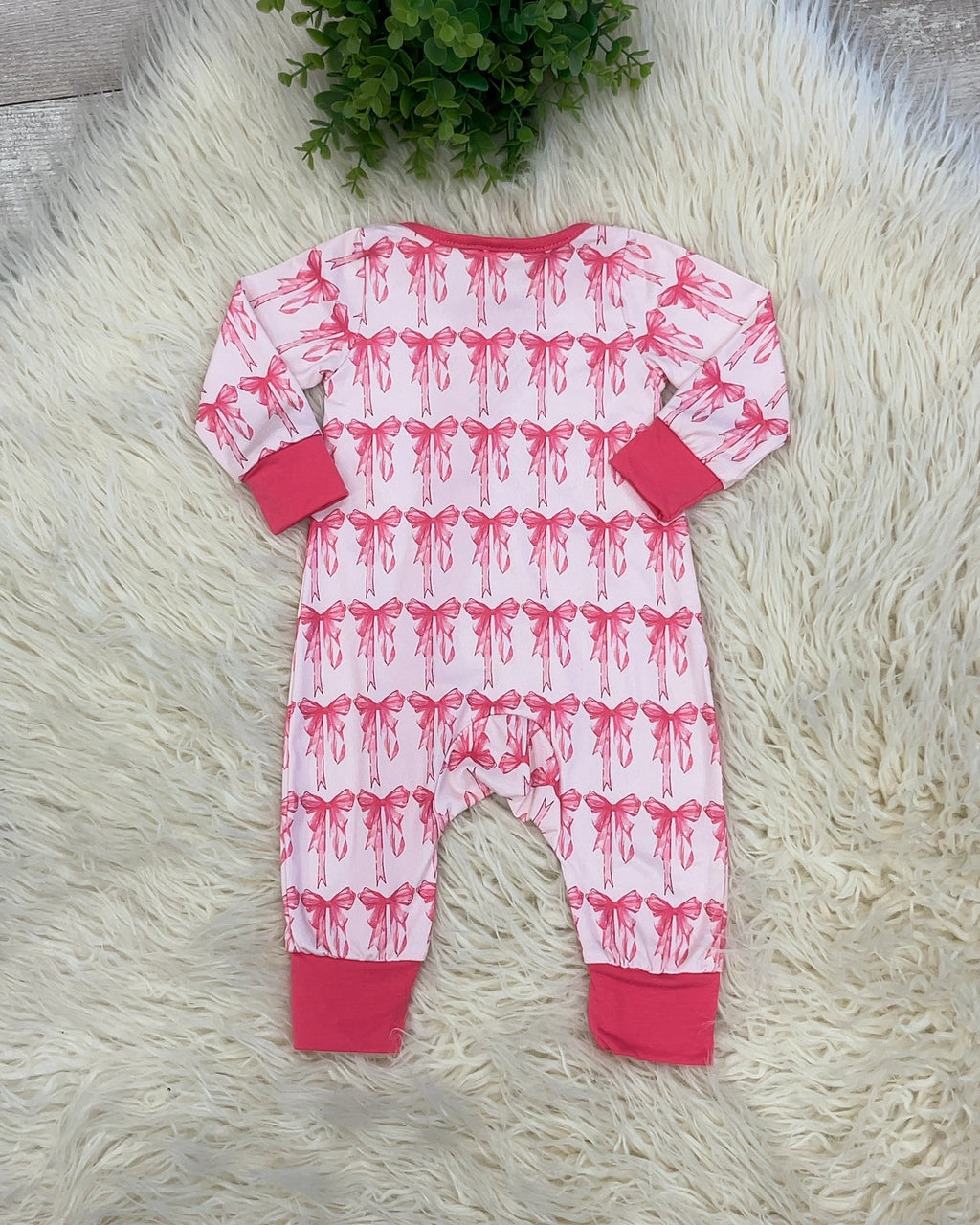 Fancy Pink Bow Sleeper - Girls Sleeper - by Mini Mee - True to Size