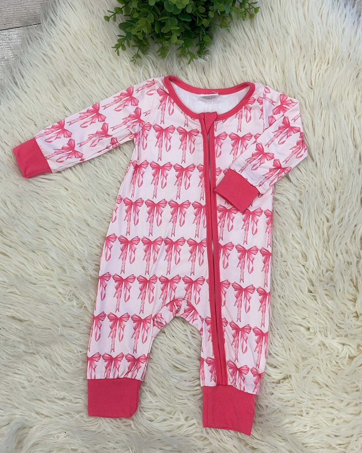 Fancy Pink Bow Sleeper - Girls Sleeper - by Mini Mee - True to Size