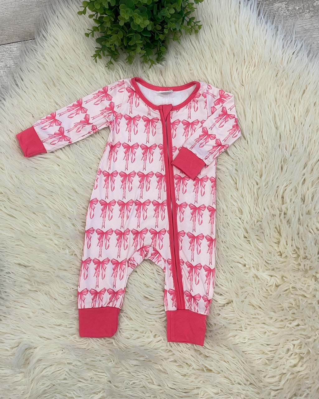 Fancy Pink Bow Sleeper - Girls Sleeper - by Mini Mee - True to Size