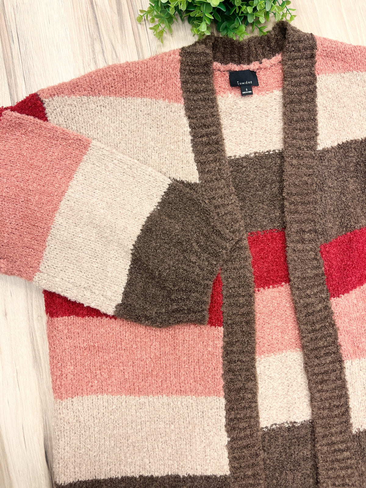 Color block Striped Cardigan - Women’s Sweater Top - by LUMIERE - Oversized