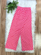 Holly Jolly Pink and Red Checkered - Women’s 2 Piece Pants Set - by Evermmee - True to Size