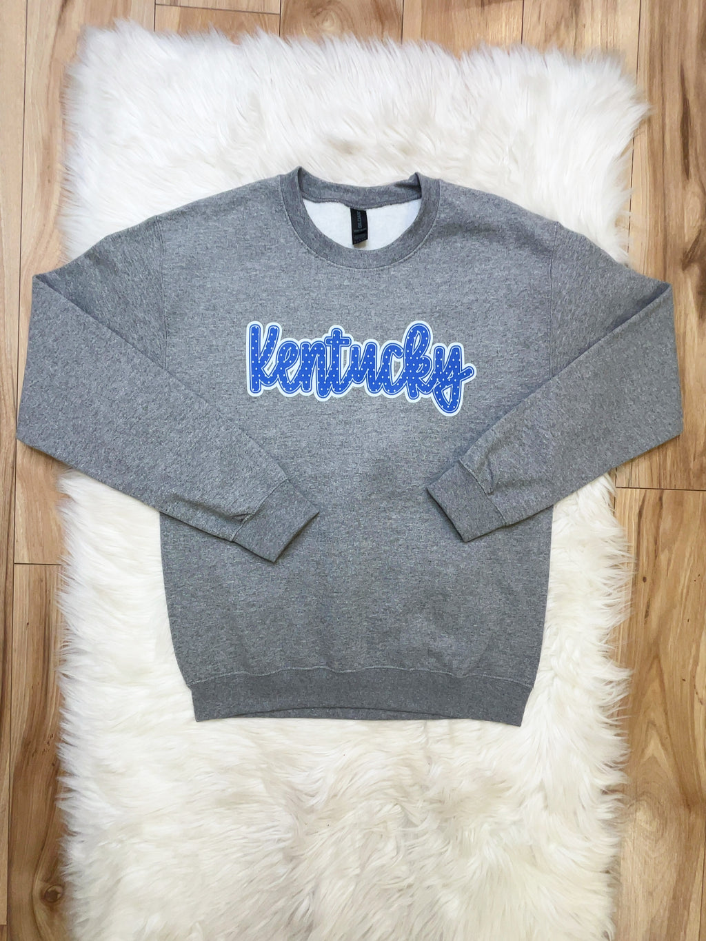 Royal Blue Polka Dots Kentucky - Women’s Sweatshirt Top - by Gildan - True to Size