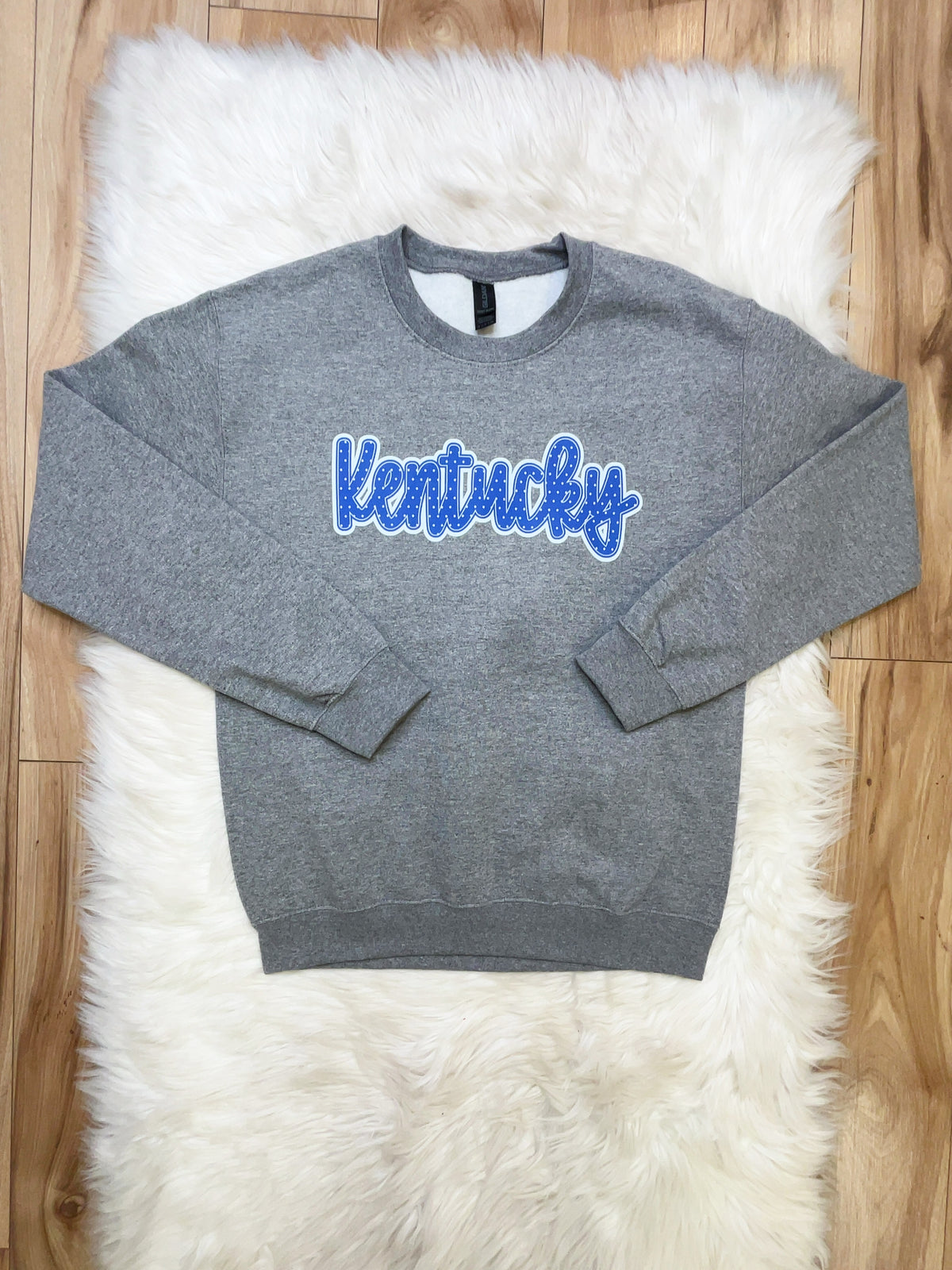 Royal Blue Polka Dots Kentucky - Women’s Sweatshirt Top - by Gildan - True to Size
