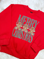 Gingerbread Man Merry Christmas - Girls Sweatshirt Top - by Gildan