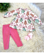 Christmas Holiday Pattern - Girls Pants Outfit - by Mini Mee - True to Size
