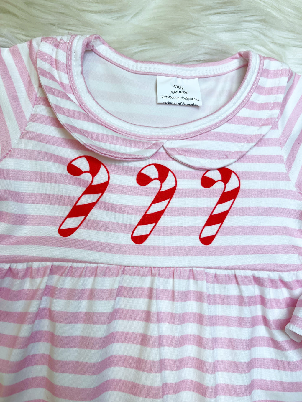 Pink Striped Candy Cane Christmas Romper - Girls Romper - by Mini Mee - True to Size