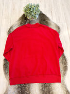 Red Mockneck Christmas Tree Patch Pullover - Women’s Sweatshirt Top - by Evermmee - Loose Fit