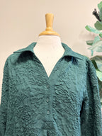 Green Floral Detailed Button Up - Women’s Dress - by Umgee - True to Size