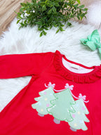 Red Ruffle Christmas Trees - Girls Pants Outfit - by Mini Mee - True to Size