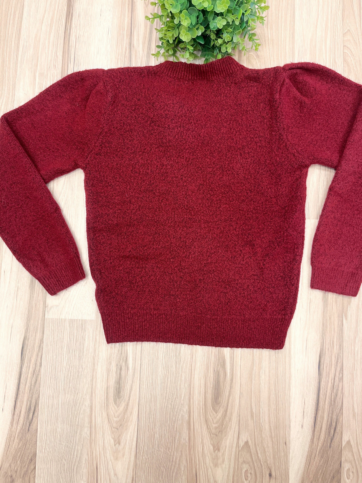 Burgundy Bow - Women’s Sweater Top - by LUMIERE - True to Size