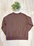 Brown Pullover with Beige & Pink Bow Detail - Women’s Sweater Top - by Evermmee - True to Size