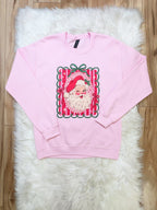 Santa Portrait with Stripes and Bows - Women’s Sweatshirt Top - by Gildan - True to Size