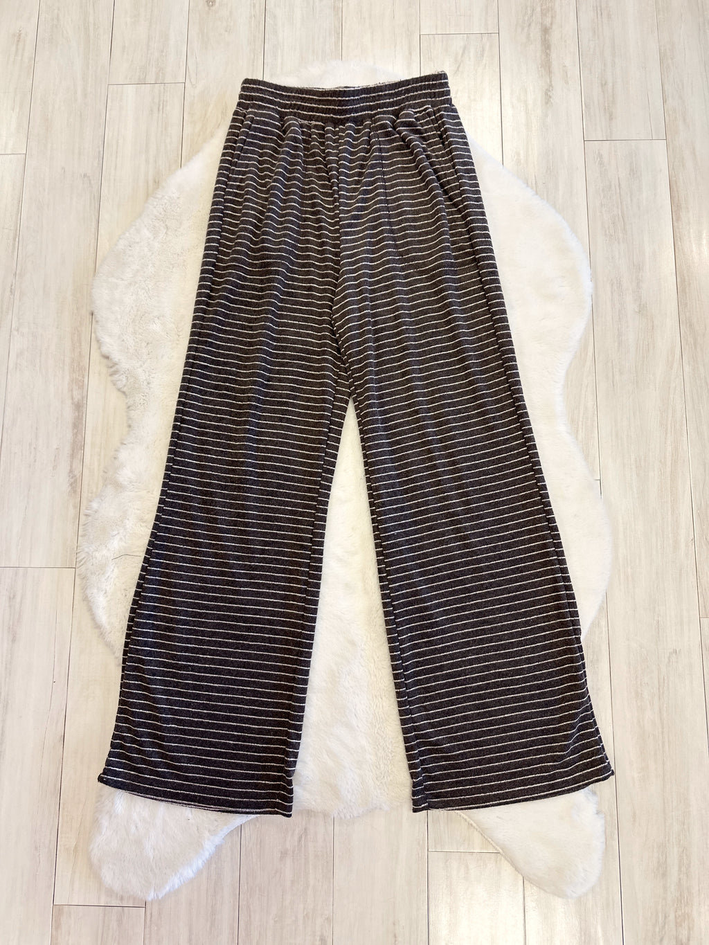Dark Brown Set with White Stripes - Women’s 2 Piece Pants Set - by Evermmee - True to Size