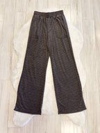 Dark Brown Set with White Stripes - Women’s 2 Piece Pants Set - by Evermmee - True to Size