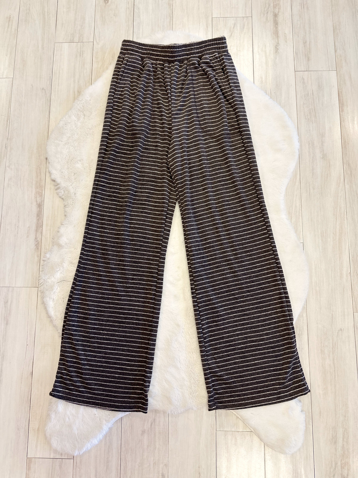 Dark Brown Set with White Stripes - Women’s 2 Piece Pants Set - by Evermmee - True to Size