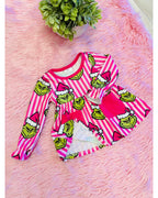 Pink Stripe Grinch Outift - Girls Pants Outfit - by Mini Mee - True to Size