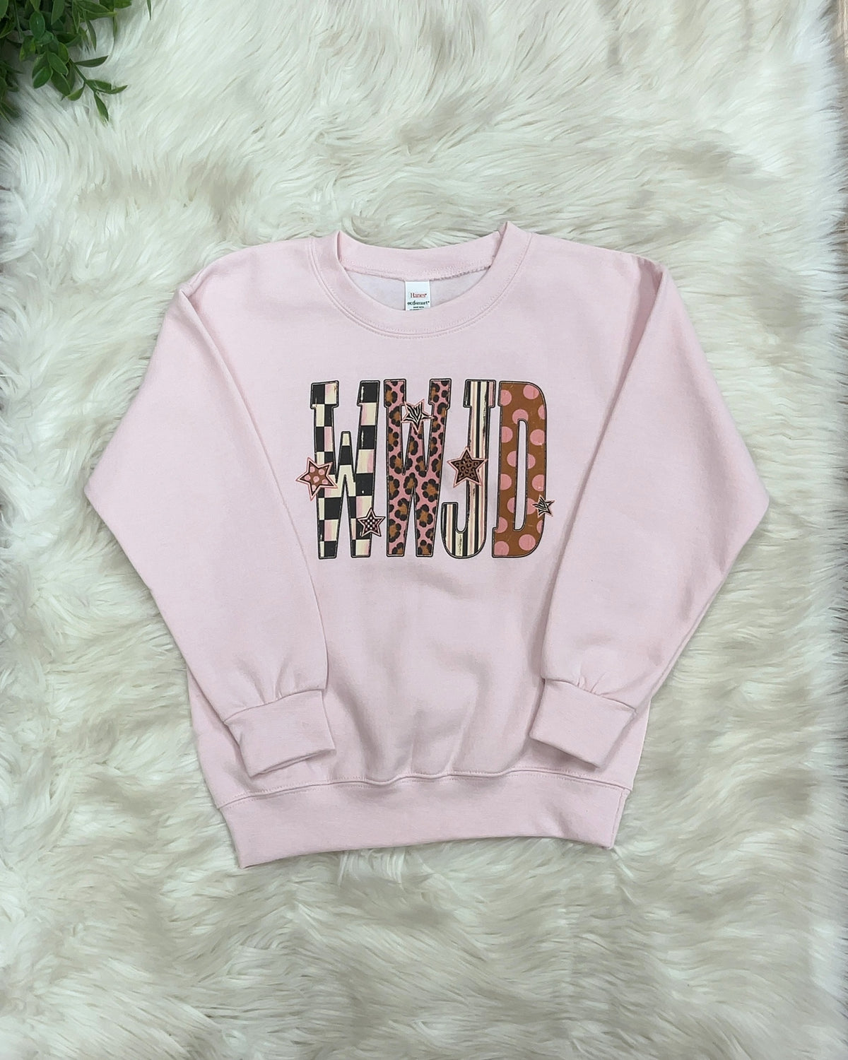 WWJD Mixed Print - Girls Sweatshirt Top - by Hanes - True to Size