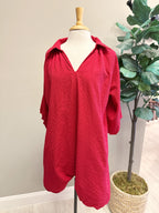 Red Collared V Neck - Women’s Dress - by Umgee - True to Size