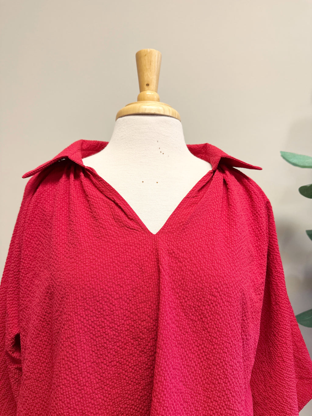 Red Collared V Neck - Women’s Dress - by Umgee - True to Size