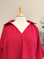 Red Collared V Neck - Women’s Dress - by Umgee - True to Size