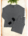 Black & White Striped Set - Women’s 2 Piece Pants Set - by Evermmee - True to Size