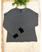 Black & White Striped Set - Women’s 2 Piece Pants Set - by Evermmee - True to Size