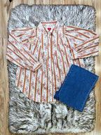 Floral Striped Button Up - Women’s Blouse Top - by LovLov - Oversized