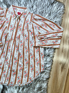 Floral Striped Button Up - Women’s Blouse Top - by LovLov - Oversized