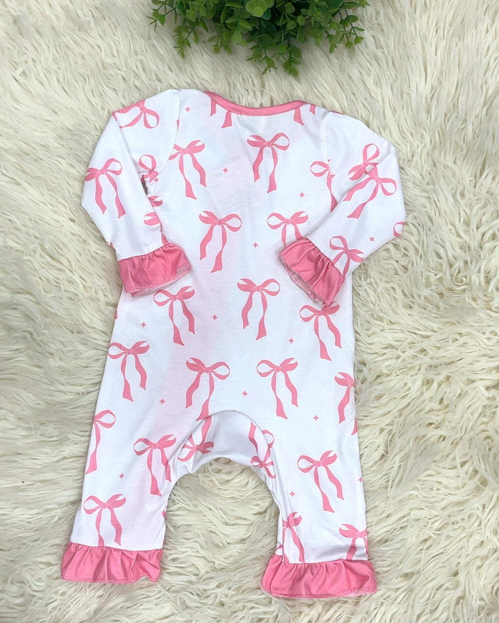 Pink Bow with Ruffle Detail - Girls Sleeper - by Mini Mee - True to Size