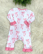 Pink Bow with Ruffle Detail - Girls Sleeper - by Mini Mee - True to Size
