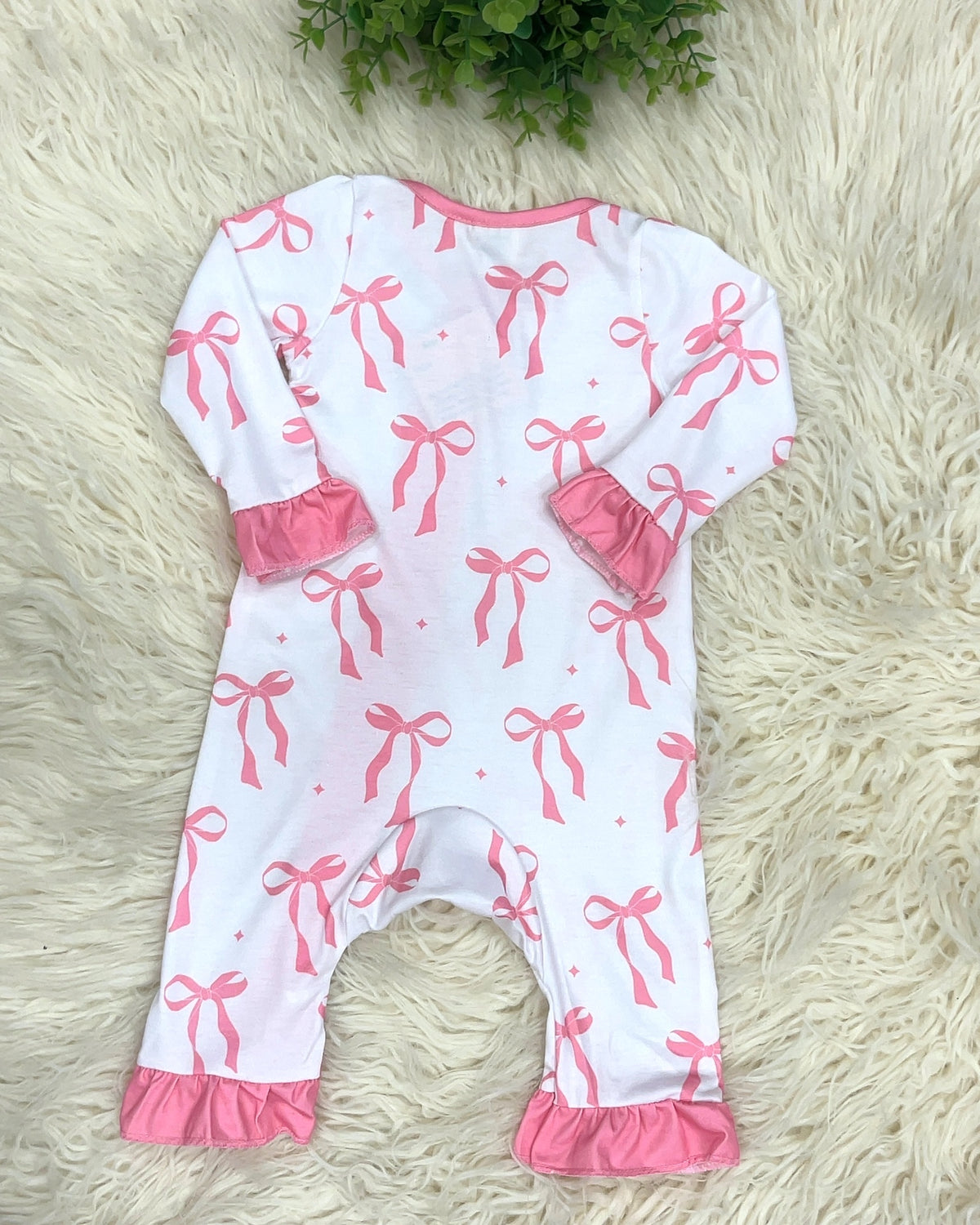 Pink Bow with Ruffle Detail - Girls Sleeper - by Mini Mee - True to Size