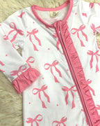 Pink Bow with Ruffle Detail - Girls Sleeper - by Mini Mee - True to Size