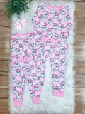 Pink Stripe Santa - Girls Pants Outfit - by Mini Mee - True to Size
