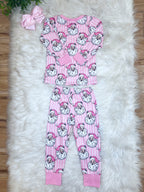 Pink Stripe Santa - Girls Pants Outfit - by Mini Mee - True to Size