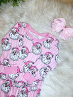 Pink Stripe Santa - Girls Pants Outfit - by Mini Mee - True to Size