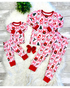 Pink Holiday Theme with Bows - Girls Pants Outfit - by Mini Mee - True to Size