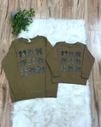 Camo bow mixed print - Girls Sweatshirt Top - by Live and Tell - True to Size